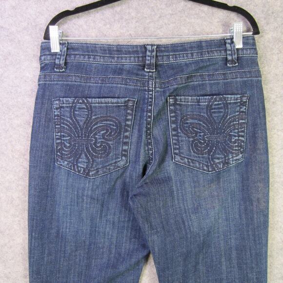 Lee Slender Secret Jeans Womens 14 Blue Stretch Bootcut Fleur-de-Lis Pockets - Picture 7 of 10